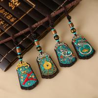 Hängende Ornamente, Schwarz Sandelholz, mit Messing & Zinklegierung, Folk-Stil & buddhistischer Schmuck & verschiedene Stile für Wahl, 115x33mm, verkauft von PC