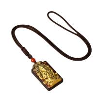 Buddhist Jewelry Necklace, Black Sandalwood, with Cotton Fabric & Brass & Tibetan Style, Rectangle, vintage & folk style & Unisex & different styles for choice, 33mm, Sold Per Approx 17.7 Inch Strand