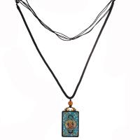 Buddhistischer Schmuck Halskette, Schwarz Sandelholz, mit Baumwollgewebe & Messing, Rechteck, Vintage & Folk-Stil & unisex & verschiedene Stile für Wahl, verkauft per ca. 20.4 ZollInch Strang