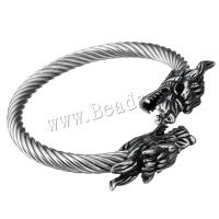 Stainless Steel Cuff Bangle Dragon for man & blacken 6mm Inner Approx Sold By PC