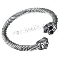 Stainless Steel Cuff Bangle, Skull, for man & blacken, 16.5x12mm,6mm, Inner Diameter:Approx 56x50mm, Sold By PC