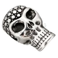Stainless Steel Leather Cord Clasp, Skull, blacken, 18x29x14mm, Inner Diameter:Approx 8.5, 10mm, 10PCs/Lot, Sold By Lot