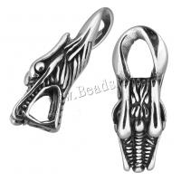 Stainless Steel Leather Cord Clasp, Dragon, blacken, 13x37x11.50mm, Hole:Approx 6x9mm, 10PCs/Lot, Sold By Lot