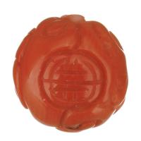 Natural Coral Beads, carved, reddish orange, 17mm, Hole:Approx 1.5mm, Sold By PC