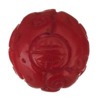 Natural Coral Beads, carved, red, 19mm, Hole:Approx 1mm, Sold By PC