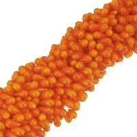 Natürliche Korallen Perlen, Tropfen, verschiedene Größen vorhanden, rote Orange, Bohrung:ca. 0.5mm, verkauft per ca. 16 ZollInch Strang
