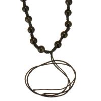 Mode Halskette Schnur, Gold- Obsidian, Einstellbar & unisex, schwarz, 6mm, Länge:ca. 23-32 ZollInch, verkauft von PC