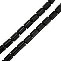 Schwarze Obsidian Perlen, Zylinder, schwarz, 12x8x8mm, Bohrung:ca. 1mm, verkauft per ca. 15 ZollInch Strang