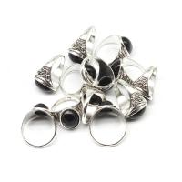 Tibetan Style Finger Ring, with Resin, Unisex, silver color, 200x200x30mm, 100PCs/Bag, Sold By Bag