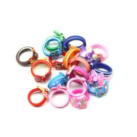 Kinderen Finger Ring, Hars, Vlinder, voor kinderen, multi-gekleurde, 200x200x30mm, 100pC's/Bag, Verkocht door Bag