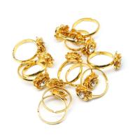 Zink Alloy Finger Ring, Blomma, Justerbar & för kvinna & med strass, gyllene, 200x200x30mm, 100PC/Bag, Säljs av Bag