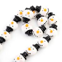 Refined Lampwork Beads, Snowman, printing, DIY, white, 20x27mm, Hole:Approx 1.5mm, 10PCs/Bag, Sold By Bag