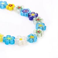 Millefiori Slice Lampwork Beads, Plum Blossom, printing, DIY, more colors for choice, Hole:Approx 1mm, Length:38 cm, Sold By Bag