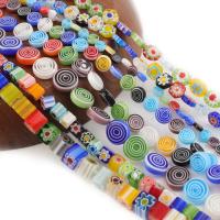 Millefiori Slice Lampwork Beads polished DIY mixed colors Length 38 cm Sold By Bag