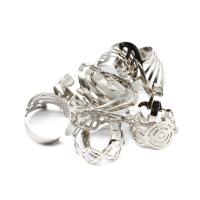 Tibetan Style Finger Ring, Adjustable & Unisex, silver color, 210x210x40mm, Hole:Approx 1mm, 100PCs/Bag, Sold By Bag