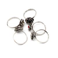 Zink Alloy Finger Ring, Blomma, Justerbar & för kvinna & med strass, silver, 210x210x40mm, Hål:Ca 1mm, 100PC/Bag, Säljs av Bag