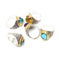 Tibetan Style Finger Ring, with Resin, Unisex, mixed colors, 200x200x30mm, Hole:Approx 1mm, 100PCs/Bag, Sold By Bag