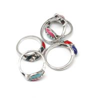 Tibetan Style Finger Ring, with enamel, for woman & with rhinestone, mixed colors, 200x200x30mm, Hole:Approx 1mm, 100PCs/Bag, Sold By Bag