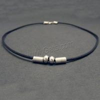 Waxed Cotton Cord Necklace, with Iron, platinum color plated, for woman, nickel free, 2mm, Length:17.5 Inch, Sold By PC