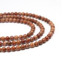 Holzmaserung Stein Perlen, Grain Stein, rund, DIY & verschiedene Größen vorhanden, rot, verkauft per 38 cm Strang