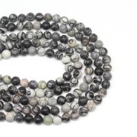 Black Silk Stone Bead, Runde, du kan DIY & forskellig størrelse for valg, blandede farver, Solgt Per 38 cm Strand