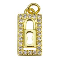 Cubic Zirconia Micro Pave Brass Pendant Rectangle gold color plated micro pave cubic zirconia & hollow Approx 2.5mm Sold By Lot