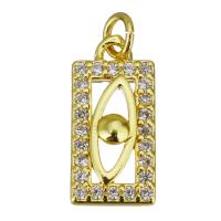 Cubic Zirconia Micro Pave Brass Pendant, Rectangle, gold color plated, micro pave cubic zirconia & hollow, 7x15x2mm, Hole:Approx 2.5mm, 10PCs/Lot, Sold By Lot