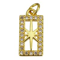 Cubic Zirconia Micro Pave Brass Pendant Rectangle gold color plated micro pave cubic zirconia & hollow Approx 2.5mm Sold By Lot