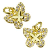 Cubic Zirconia Micro Pave Brass Pendant Butterfly gold color plated micro pave cubic zirconia Approx 2.5mm Sold By Lot
