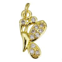 Cubic Zirconia Micro Pave Brass Pendant, gold color plated, micro pave cubic zirconia, 10x18x2mm, Hole:Approx 3.5mm, 10PCs/Lot, Sold By Lot