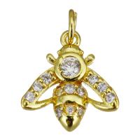 Cubic Zirconia Micro Pave Brass Pendant, gold color plated, micro pave cubic zirconia, 11.50x12x2.50mm, Hole:Approx 2.5mm, 10PCs/Lot, Sold By Lot