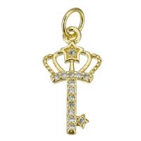 Cubic Zirconia Micro Pave Brass Pendant Key gold color plated micro pave cubic zirconia & hollow Approx 3.5mm Sold By Lot