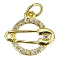 Cubic Zirconia Micro Pave Brass Pendant, gold color plated, micro pave cubic zirconia & hollow, 14x13x2mm, Hole:Approx 3.5mm, 10PCs/Lot, Sold By Lot