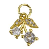 Cubic Zirconia Micro Pave Brass Pendant, Flower, gold color plated, micro pave cubic zirconia, 10x13x4mm, Hole:Approx 3.5mm, 10PCs/Lot, Sold By Lot
