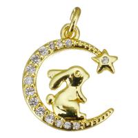 Cubic Zirconia Micro Pave Brass Pendant, gold color plated, micro pave cubic zirconia, 13x15x2.50mm, Hole:Approx 2.5mm, 10PCs/Lot, Sold By Lot