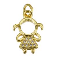 Cubic Zirconia Micro Pave Brass Pendant, Girl, gold color plated, micro pave cubic zirconia & hollow, 9x13x3mm, Hole:Approx 2.5mm, 10PCs/Lot, Sold By Lot