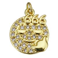 Cubic Zirconia Micro Pave Brass Pendant, gold color plated, micro pave cubic zirconia, 13x16x3mm, Hole:Approx 2.5mm, 10PCs/Lot, Sold By Lot
