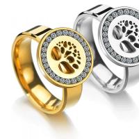 Rhinestone-Edelstahl -Finger-Ring, Edelstahl, für Frau & mit Strass, keine, 10PCs/Tasche, verkauft von Tasche