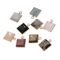 Gemstone Pendants Jewelry, Brass, with Gemstone,  Square, more colors for choice, 16x12x4mm, Sold By PC