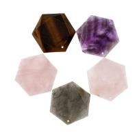Gemstone Vedhæng Smykker, Ædelsten, Hexagon, facetteret, flere farver til valg, 31x28x6mm, Solgt af PC