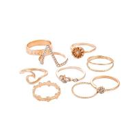 Zinklegering Ring Set, Zinc Alloy, vinger ring, plated, uniseks & met strass, gouden, Verkocht door Stel