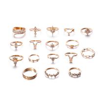 Zink Alloy Ring Set, finger ring, plated, för kvinna & med strass, fler färger för val, 20x20x10mm, Säljs av Bag