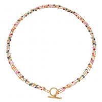 Stainless Steel Chain Necklace, fashion jewelry & for woman & enamel, more colors for choice, Sold By PC