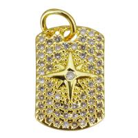 Cubic Zirconia Micro Pave Brass Pendant, gold color plated, micro pave cubic zirconia, 9x14x2mm, Hole:Approx 3.5mm, 10PCs/Lot, Sold By Lot