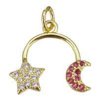 Cubic Zirconia Micro Pave Brass Pendant, gold color plated, micro pave cubic zirconia, 16x15x2.50mm, Hole:Approx 3.5mm, 10PCs/Lot, Sold By Lot