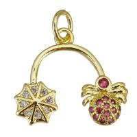 Cubic Zirconia Micro Pave Brass Pendant, gold color plated, micro pave cubic zirconia, 18x16x2.50mm, Hole:Approx 3.5mm, 10PCs/Lot, Sold By Lot