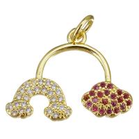 Cubic Zirconia Micro Pave Brass Pendant, gold color plated, micro pave cubic zirconia, 20x15x2.50mm, Hole:Approx 3.5mm, 10PCs/Lot, Sold By Lot