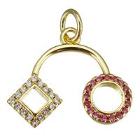 Cubic Zirconia Micro Pave Brass Pendant, gold color plated, micro pave cubic zirconia & hollow, 18x15x2.50mm, Hole:Approx 3.5mm, 10PCs/Lot, Sold By Lot