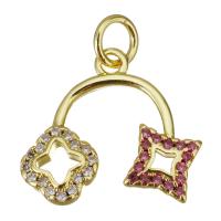 Cubic Zirconia Micro Pave Brass Pendant, gold color plated, micro pave cubic zirconia & hollow, 17x15x3mm, Hole:Approx 3.5mm, 10PCs/Lot, Sold By Lot