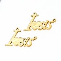 Stainless Steel Connector, Alphabet Letter, more colors for choice, 16x23x1mm, Sold By PC